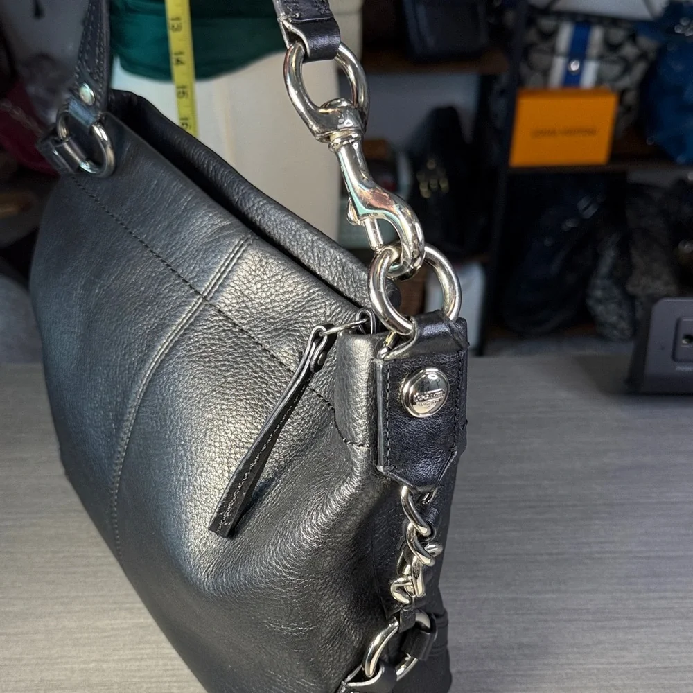 Coach Dark Gray/Black Leather Hobo Shoulder Bag - Picture 7 of 15